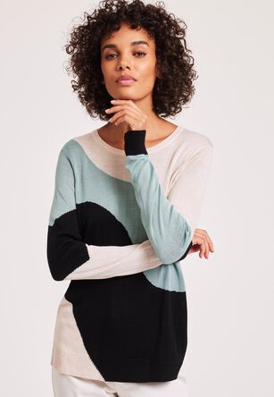 Womens Sage Abstract Jumper