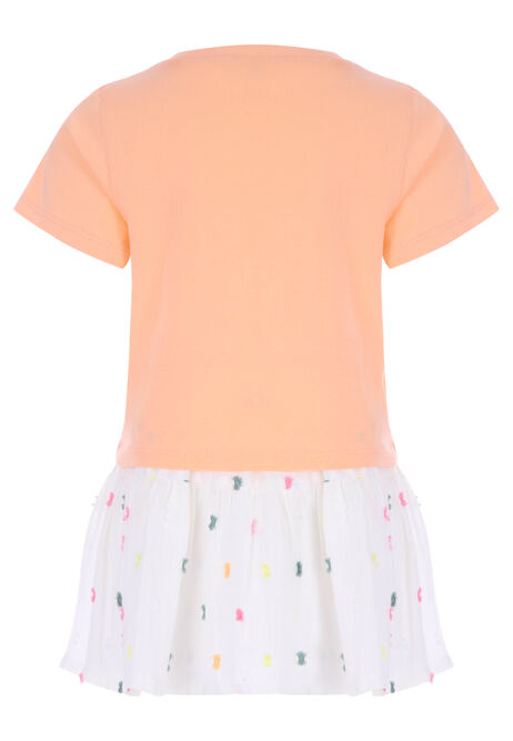 Younger Girls Cream Skirt & T-shirt Set