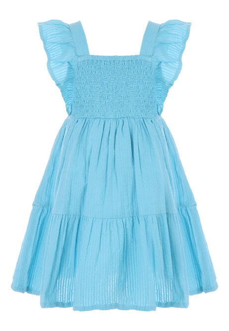 Younger Girls Pale Blue Ruffle Tiered Dress