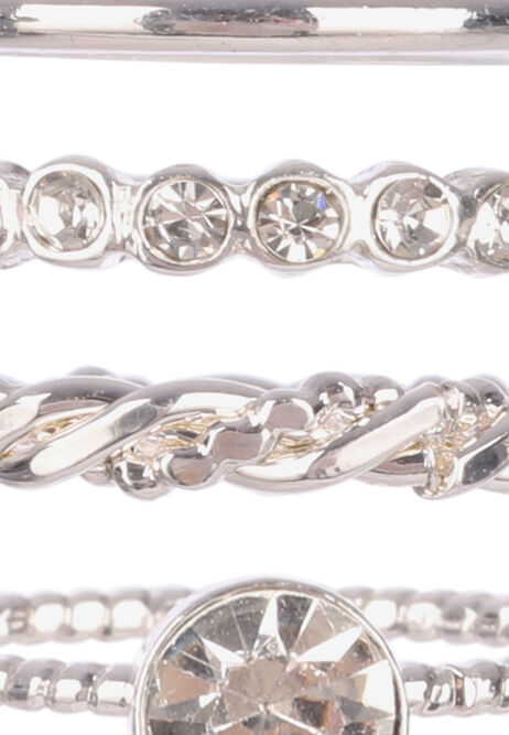 Womens 8pk Silver Diamante Rings