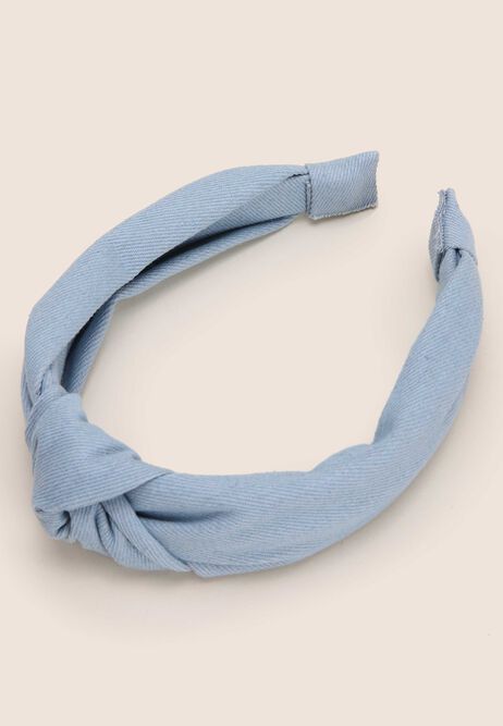 Womens Blue Denim Front Knot Headband