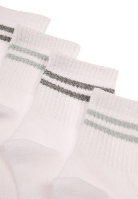 Womens 2pk White Stripe Sport Ankle Socks