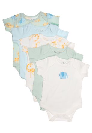 Baby Boys 5pk Green Jungle Bodysuits