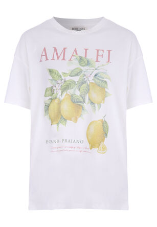 Womens Cream Oversized Fruit T-shirt