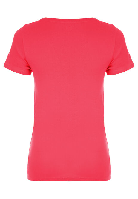 Womens Plain Pink Crew Neck T-shirt