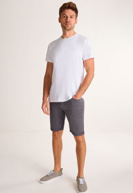 Mens Plain Charcoal Mid Length Shorts