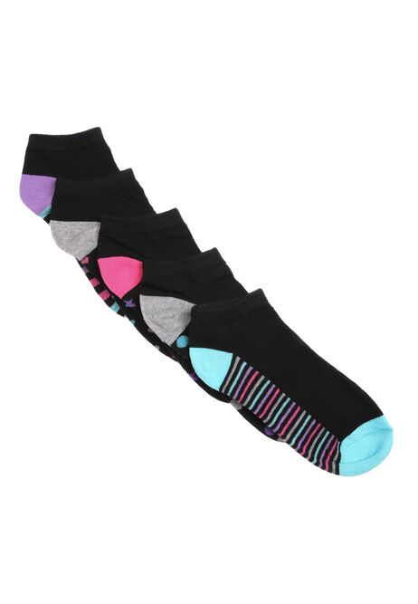 Womens 5pk Black Stripe Trainer Socks