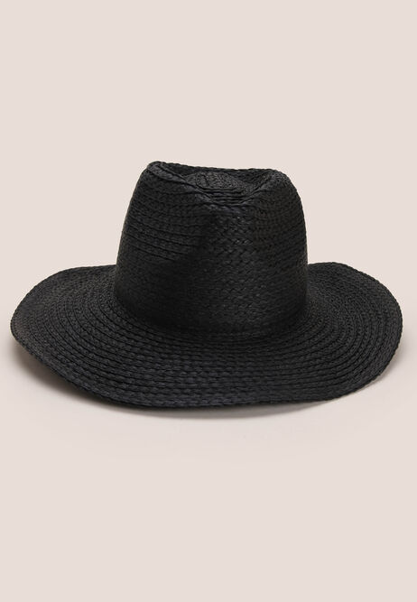 Womens Black Straw Cowboy Hat