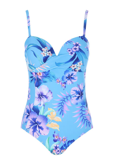 Womens Blue Tropical Swimsuit