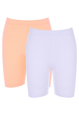 Older Girls 2pk Pink & White Cycle Shorts