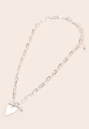 Womens Silver Heart Chain Necklace