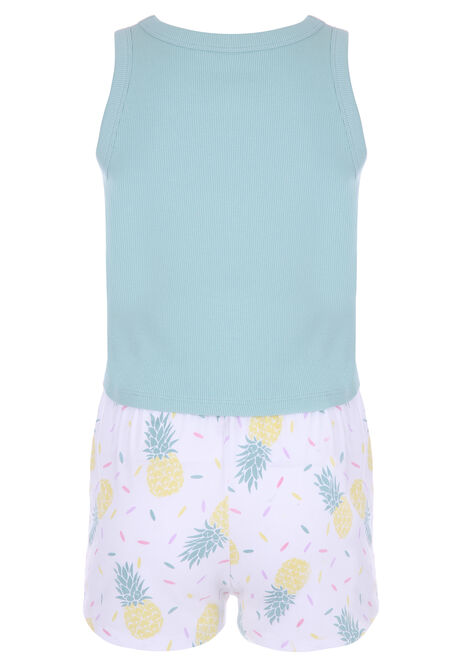 Older Girls Sage Pineapple Vest & Shorts PJ Set