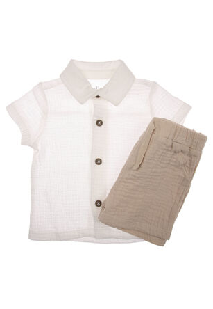 Baby Boys White Shirt & Shorts Set