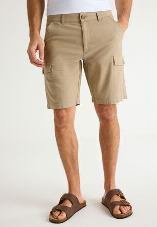 Mens Tan Cargo Dobby Shorts