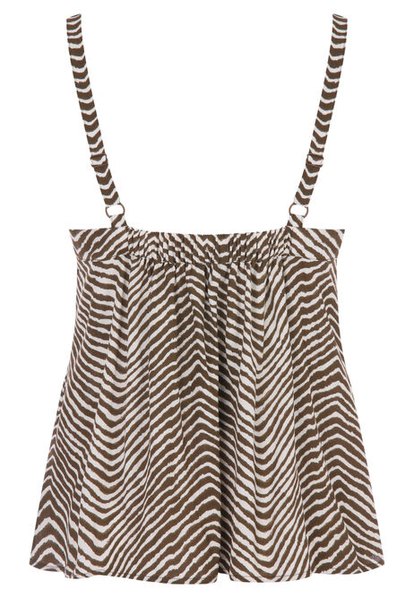 Womens Khaki Zebra Print Cami Vest