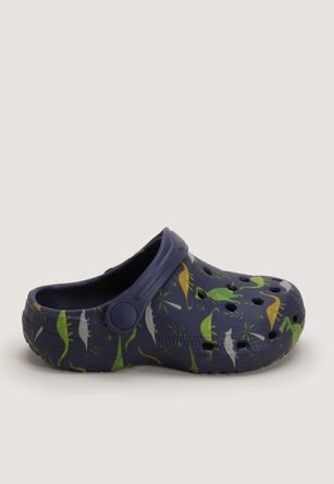 Younger Boys Navy Dinosaur Clog Sandals