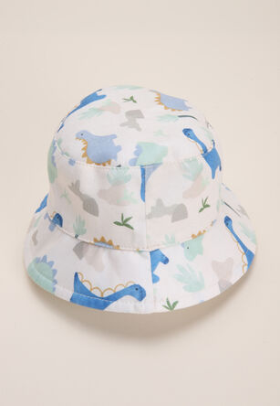 Baby Boys White Dinosaur Bucket Hat