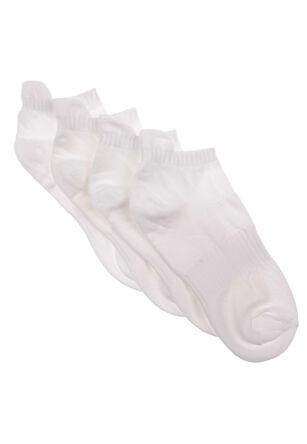 Womens 4pk White Microfibre Trainer Socks
