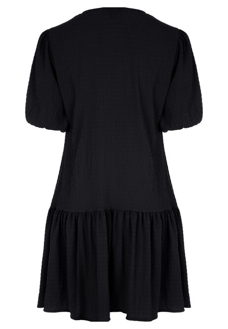 Womens Black Ruched Front Tunic Dress