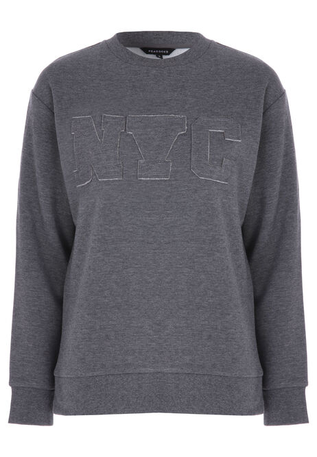 Womens Grey NYC Distressed Sweatshirt