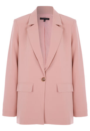 Womens Pink Plain Relaxed Blazer