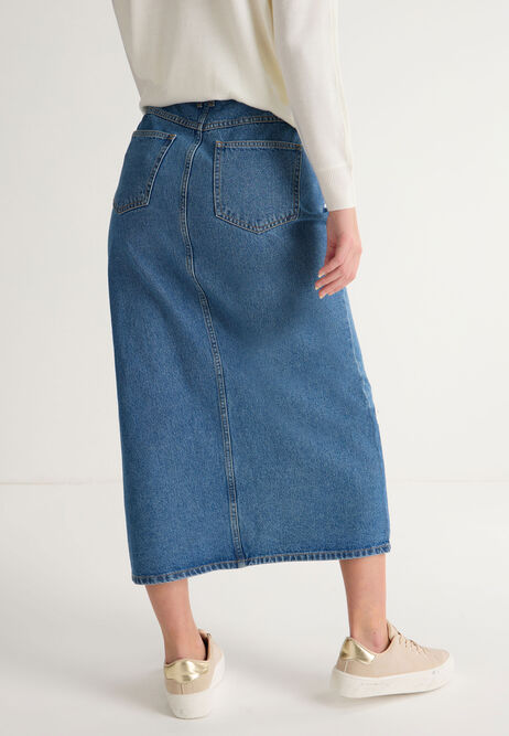 Womens Blue Denim Midi Skirt