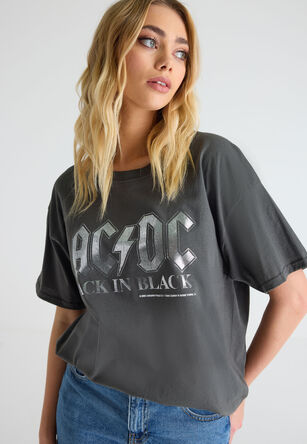 Womens ACDC Silver Foil Print Top