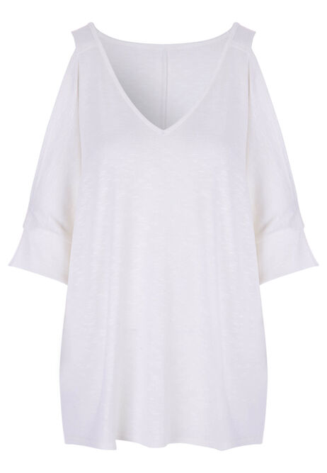 Womens White Cold Shoulder Top