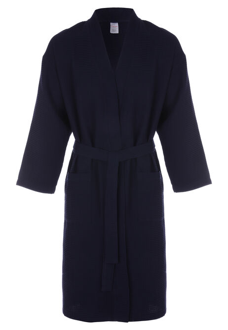 Mens Navy Waffle Dressing Gown Robe