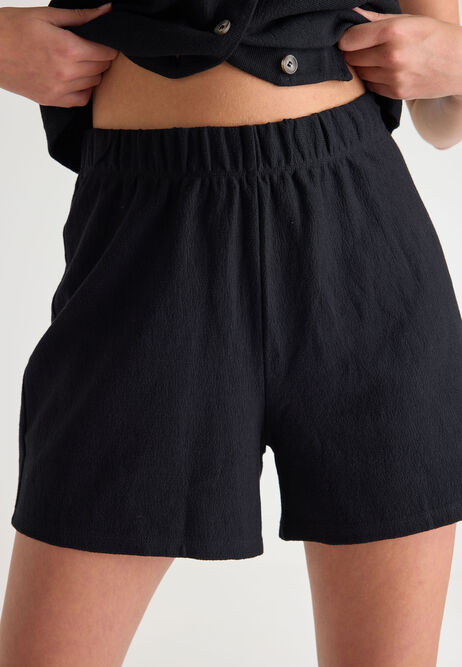 Womens Black Textured Jersey Shorts