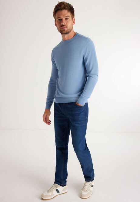 Mens Blue Soft Touch Crew Neck Knit | Peacocks
