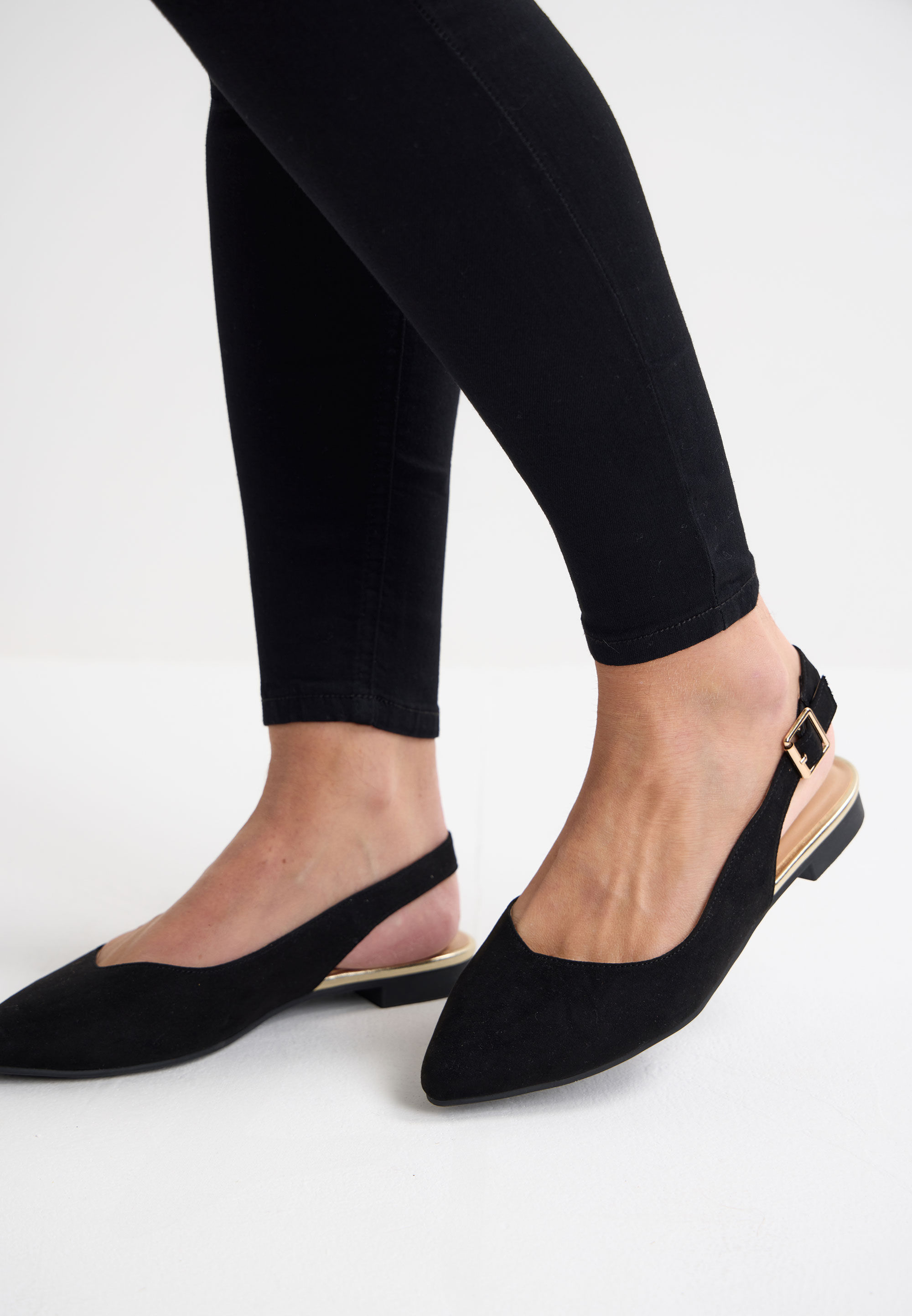 Womens black flat slingback shoes top