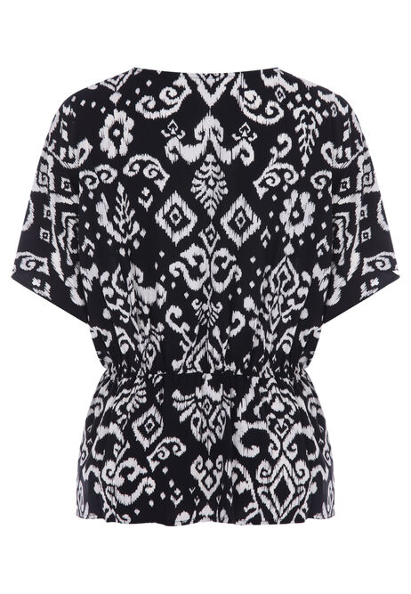 Womens Black and White Aztec Top
