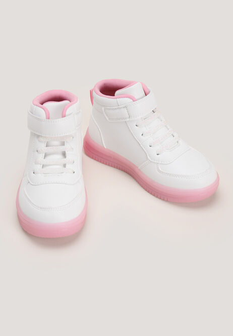 Younger Girl White High Top Light Up Trainers