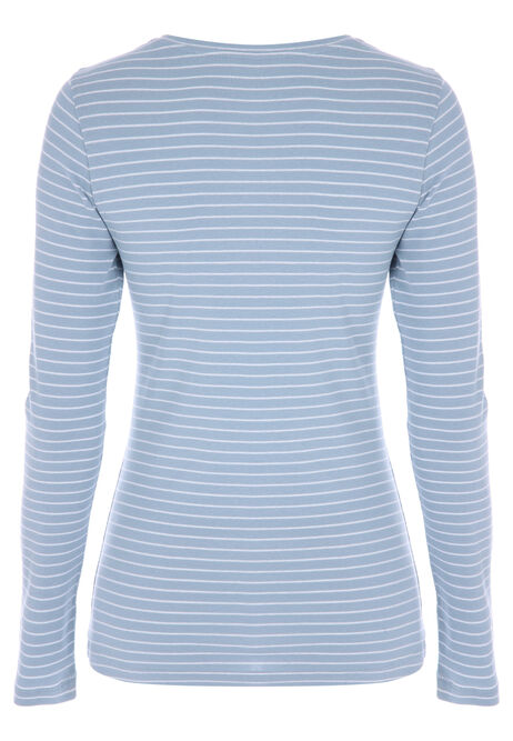 Womens Light Blue Stripe Crew T-Shirt