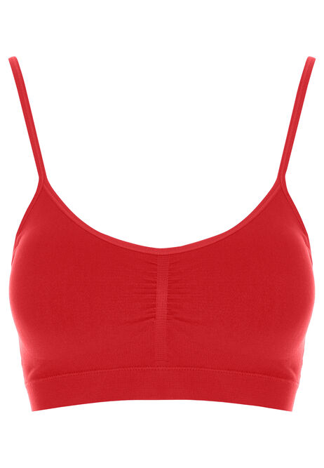 Womens Red Thin Strap Seam Free Crop Top
