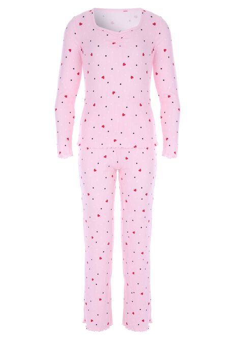 Older Girls Pink Heart Print Family Pyjama Set