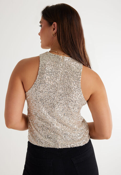 Womens Metallic Sequin Sparkle Vest Top