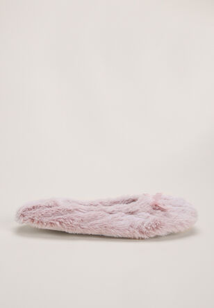 Womens Pink Faux Fur Ballet Slippers