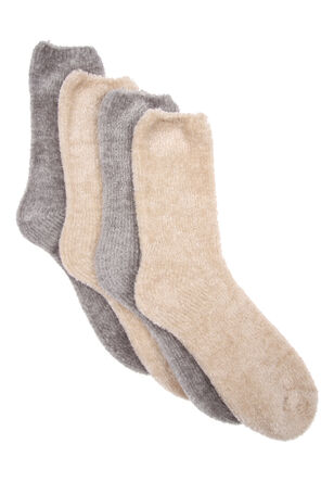 Womens 2pk Grey Velvet Cosy Socks