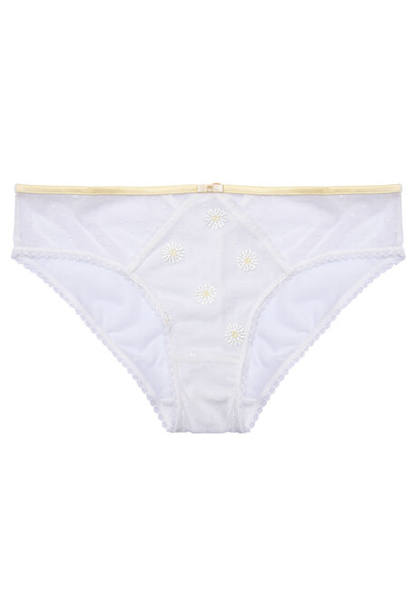 Women Yellow Floral Embroidered Brief