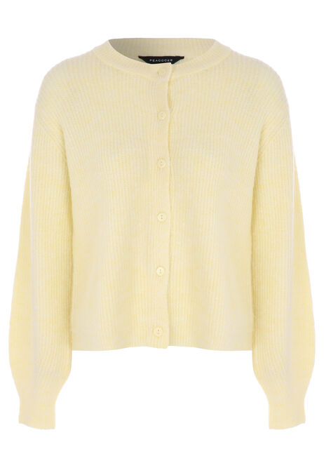 Womens Buttermilk Yellow Plain Ribbed Cardigan