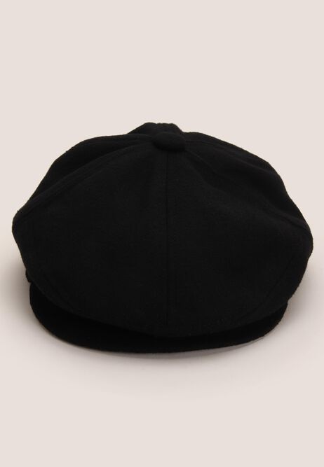 Mens Black Plain Newsboy Flat Cap Peacocks
