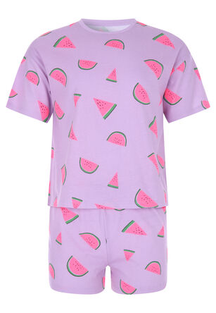 Older Girls Purple Melon Top & Shorts Pyjama Set