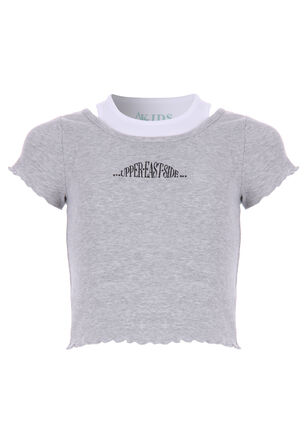 Older Girls Grey 2-in-1 Cropped T-shirt