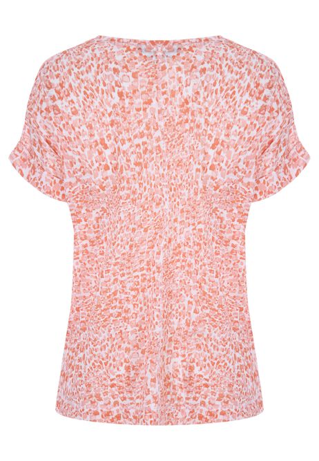 Womens Orange Animal Print Roll Sleeve T-Shirt