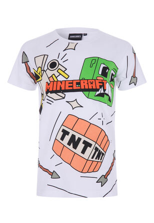 Older Boys White Minecraft T-Shirt 