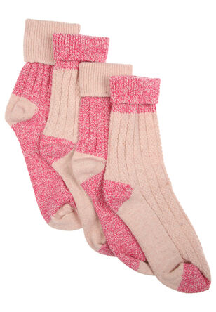 Womens 2pk Pink Thermal Boot Socks