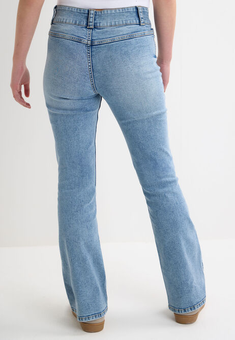 Older Girls Blue Denim Front Pocket Bootcut Jeans