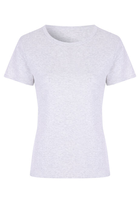 Womens Light Grey Crew Rib Tee